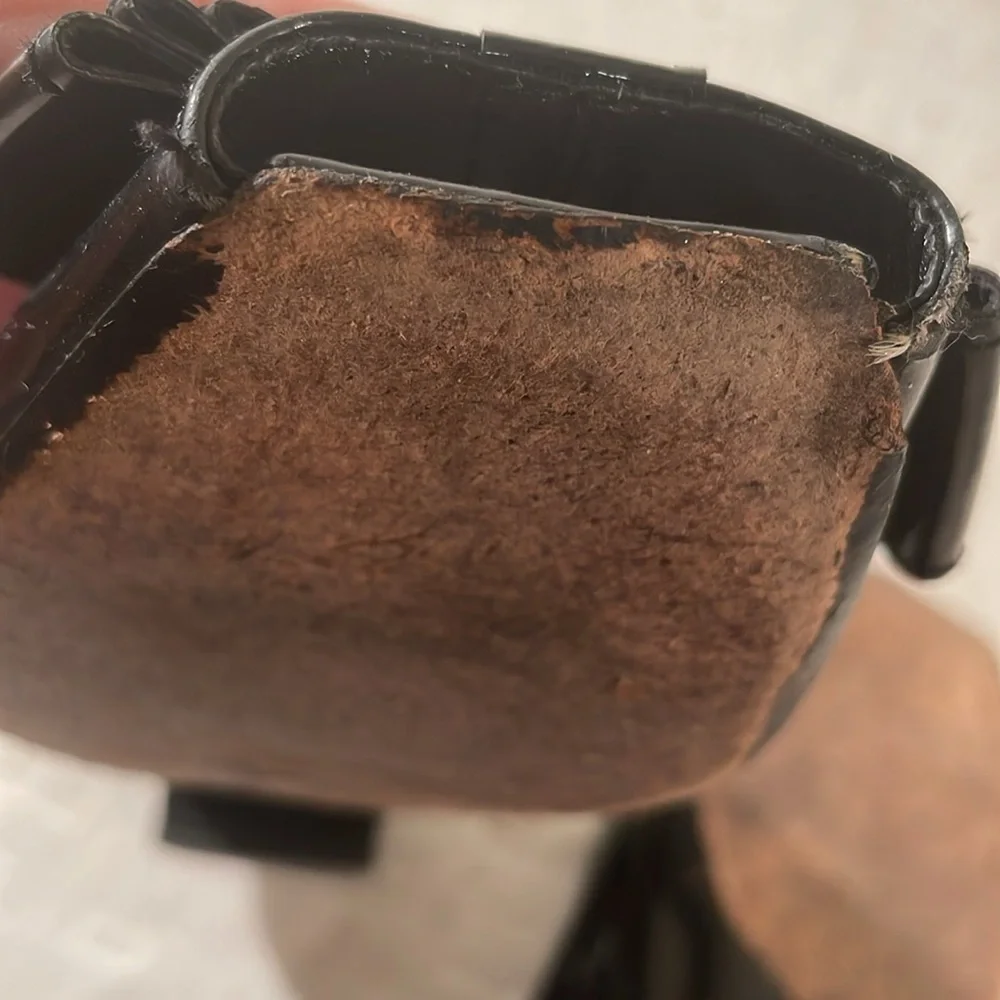 Yves Saint Laurent Black Flat Peep Toe Bow Flat Shoes - Picture 7 of 13